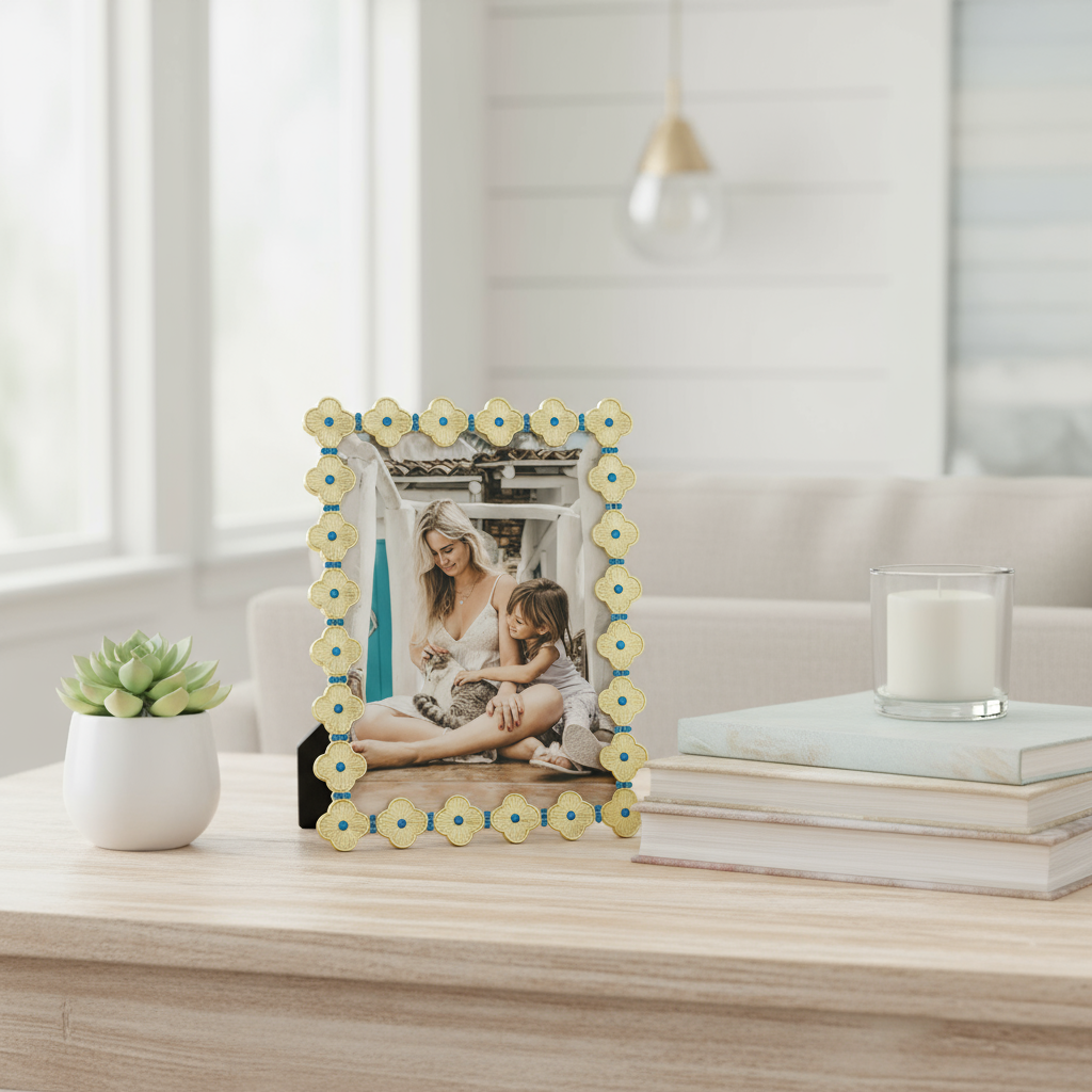 Clover Capri frame on a table in a bright room.