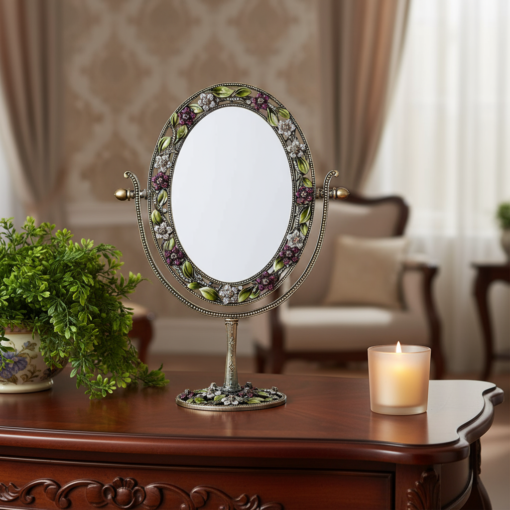 Sophie Oval Magnified Standing Mirror - OLIVIA RIEGEL®