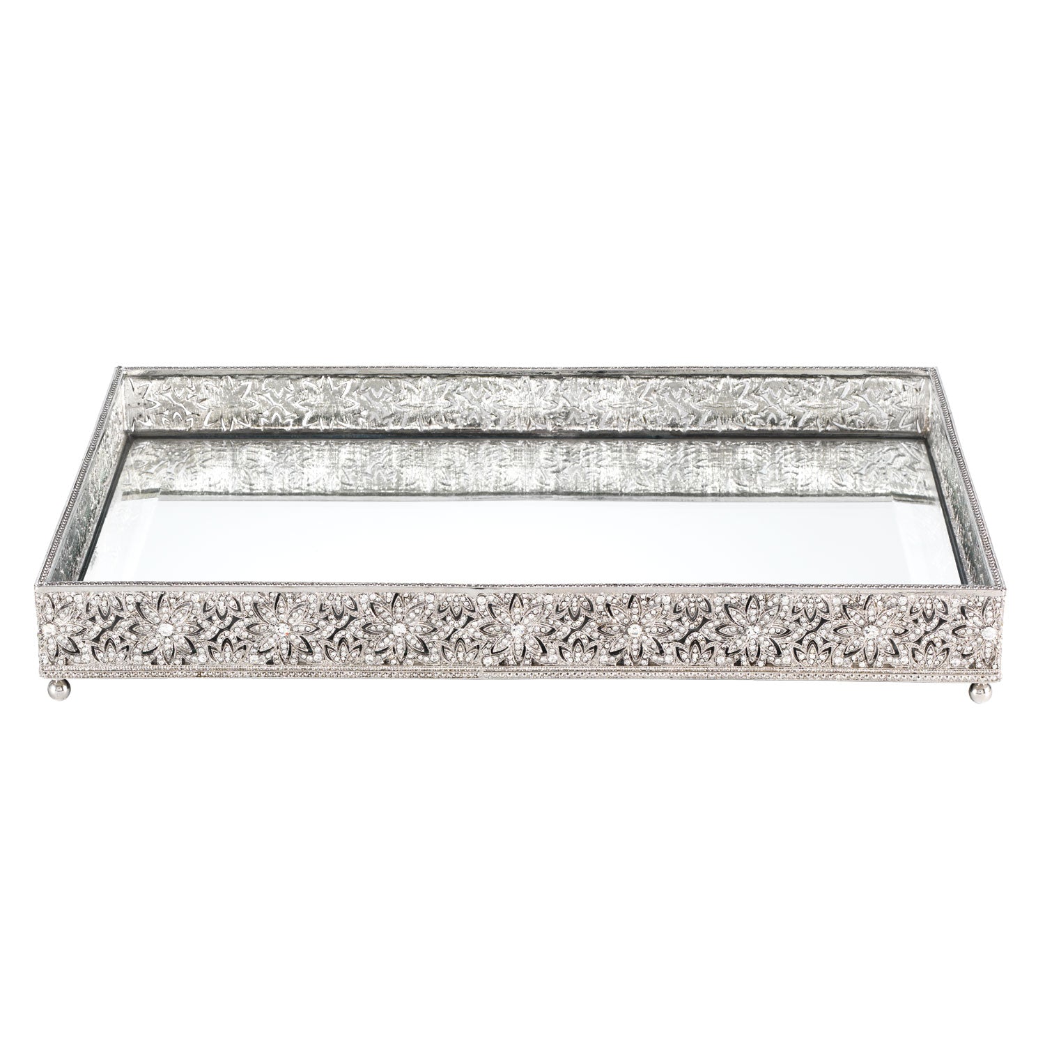 Olivia Riegel Large Silver Windsor Beveled Mirror Tray