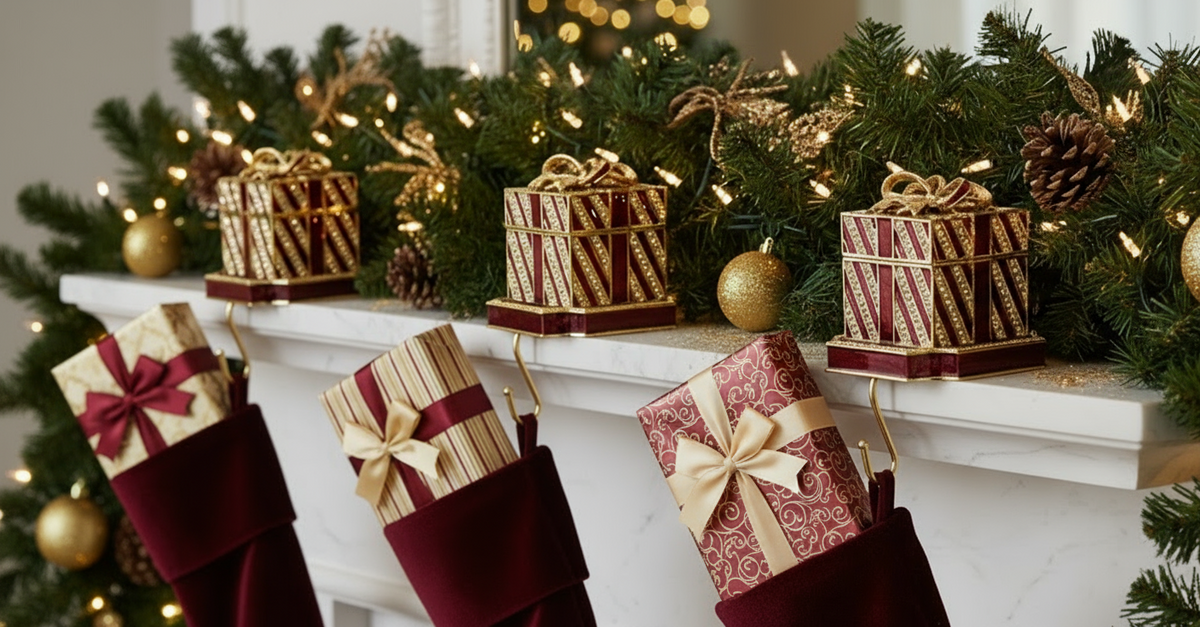 Red Gift Box  Stocking Holder