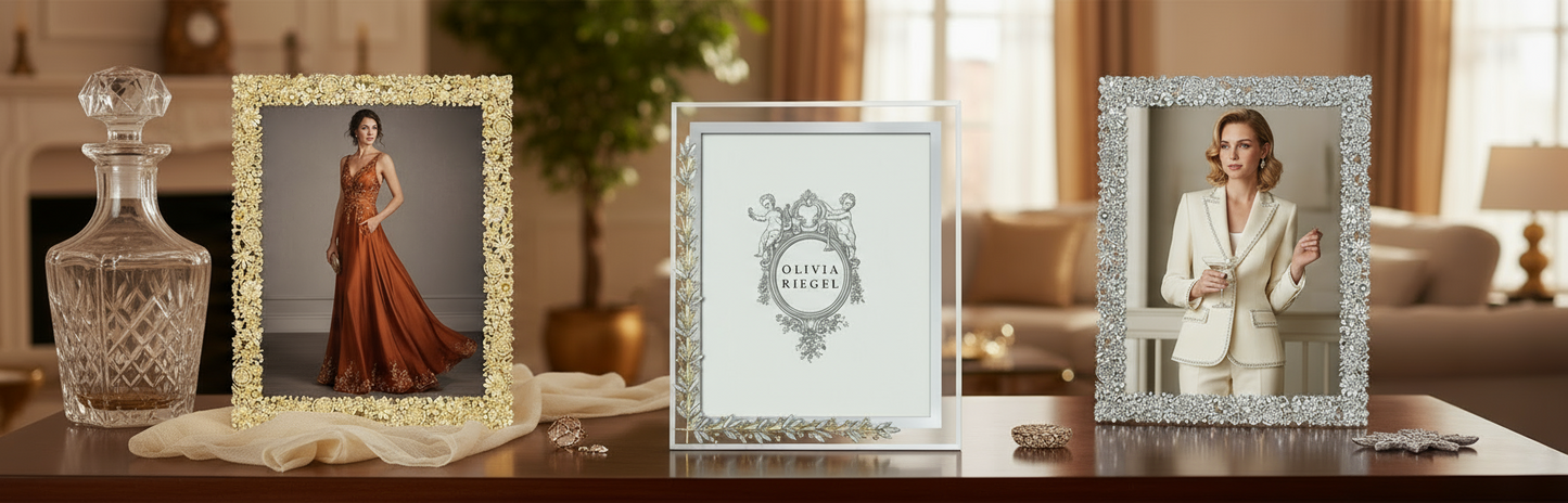 Three 8x10 frames on a wood surface in living room