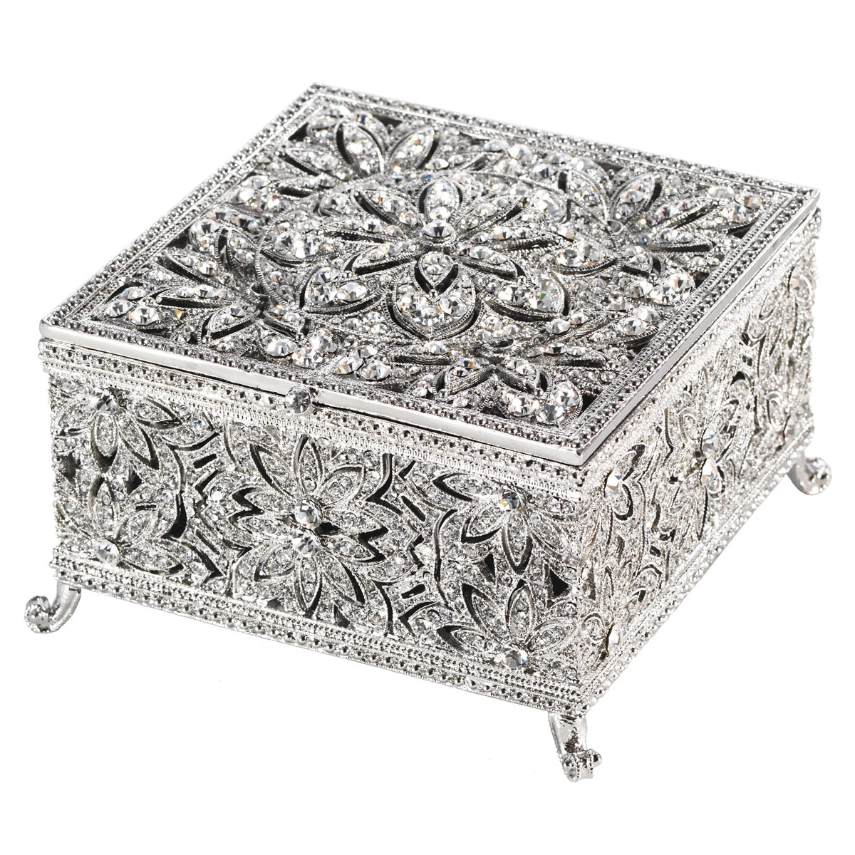 Square Footed Silver Windsor Large Box 