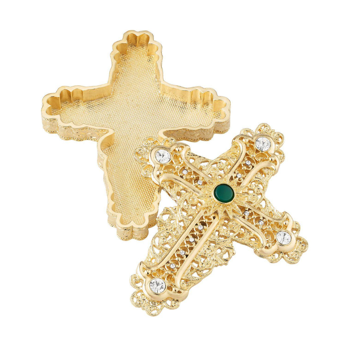 Open Cross Box featuring textured interior.