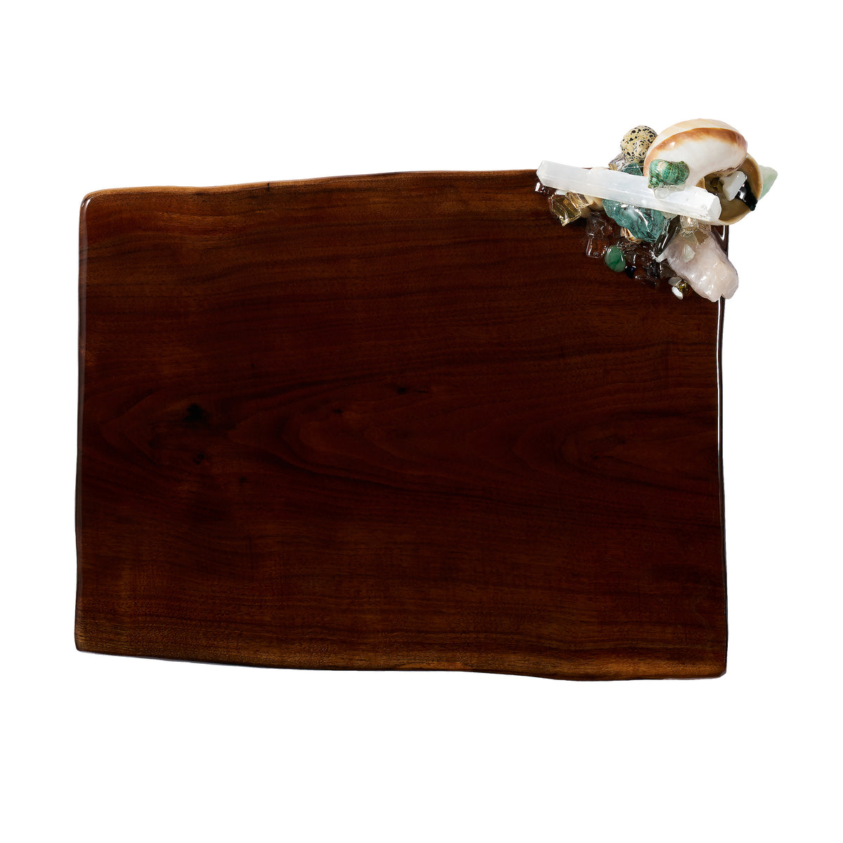 Medium Coastal Charcuterie Board with 1 cluster of stones.