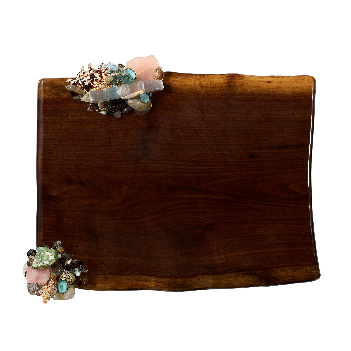 Large Coastal Charcuterie Board with 2 clusters of stones.