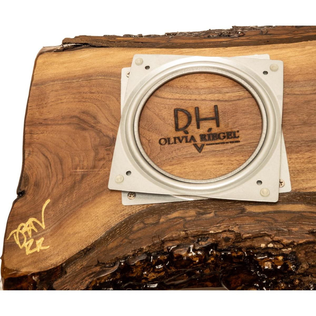 Branded Bottom of Charcuterie Board with turntable.