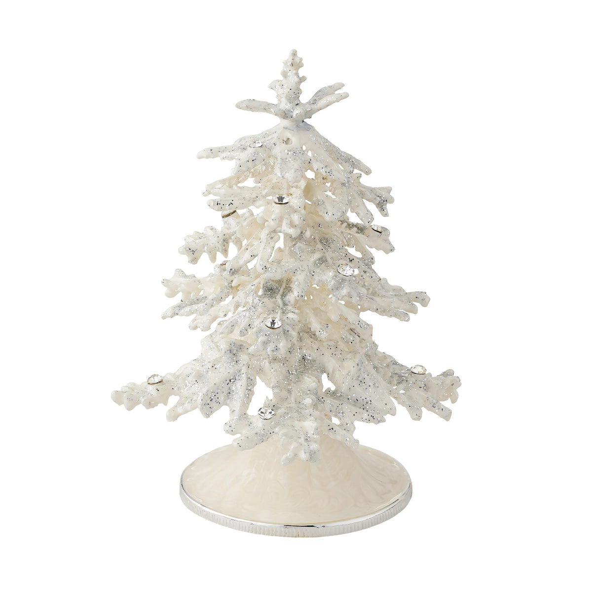 Small Flocked Ivory Enamel Christmas Tree