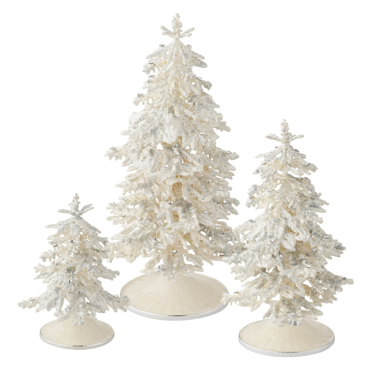 All 3 sizes of Flocked Enamel Christmas Tree