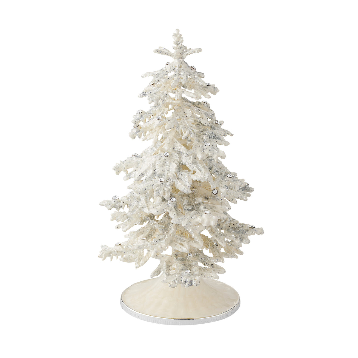 Medium Flocked Ivory Enamel Christmas Tree