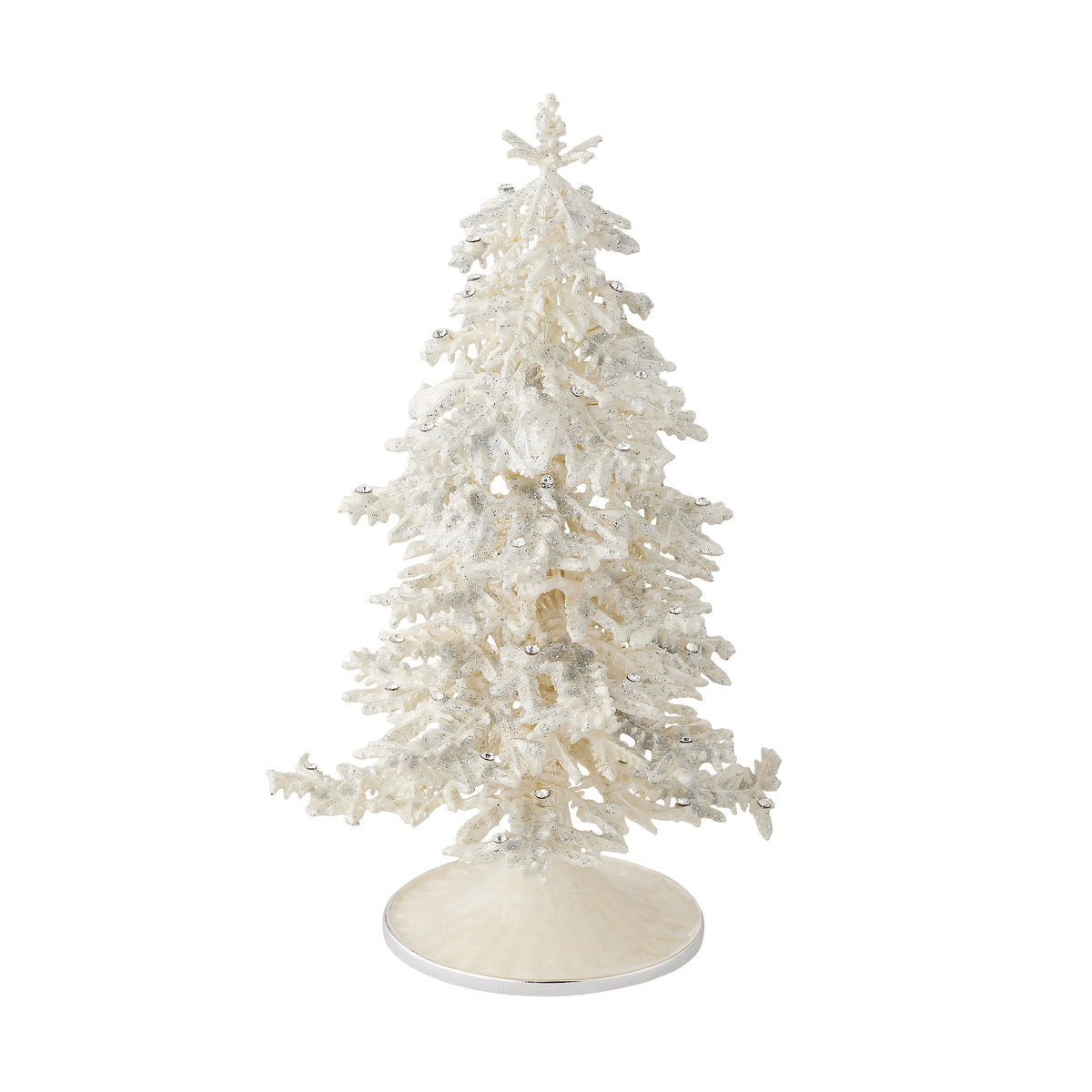 Large Flocked Ivory Enamel Christmas Tree