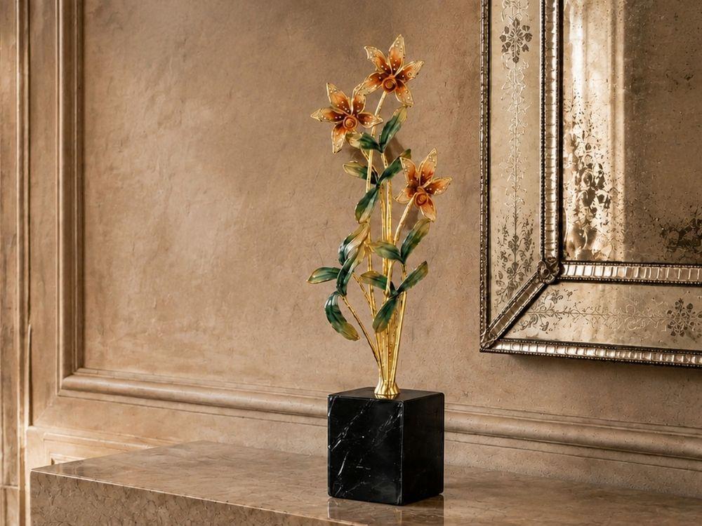 Splendora Sculpture on natural stone mantel against a paneled wall