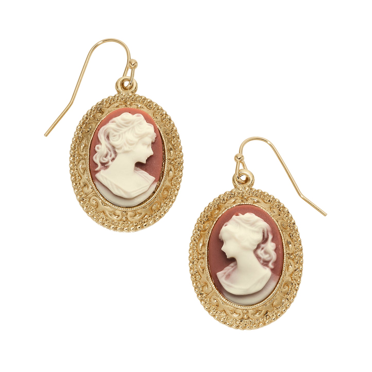 Carnelian Cameo Wire Earrings - OLIVIA RIEGEL®