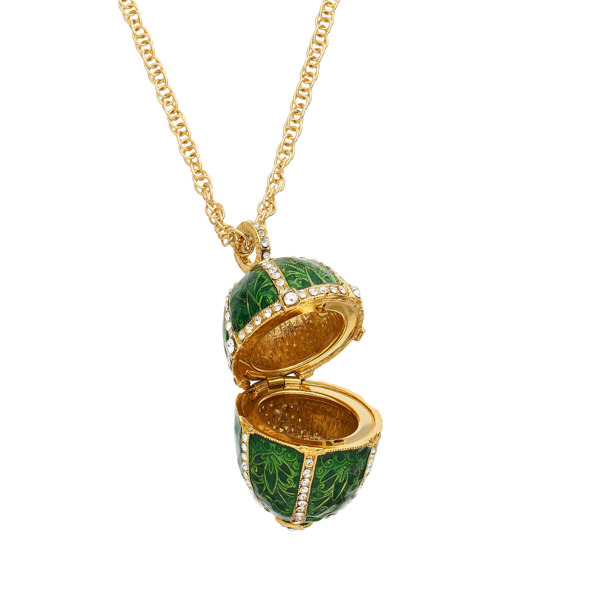 Open Green Enamel Egg.