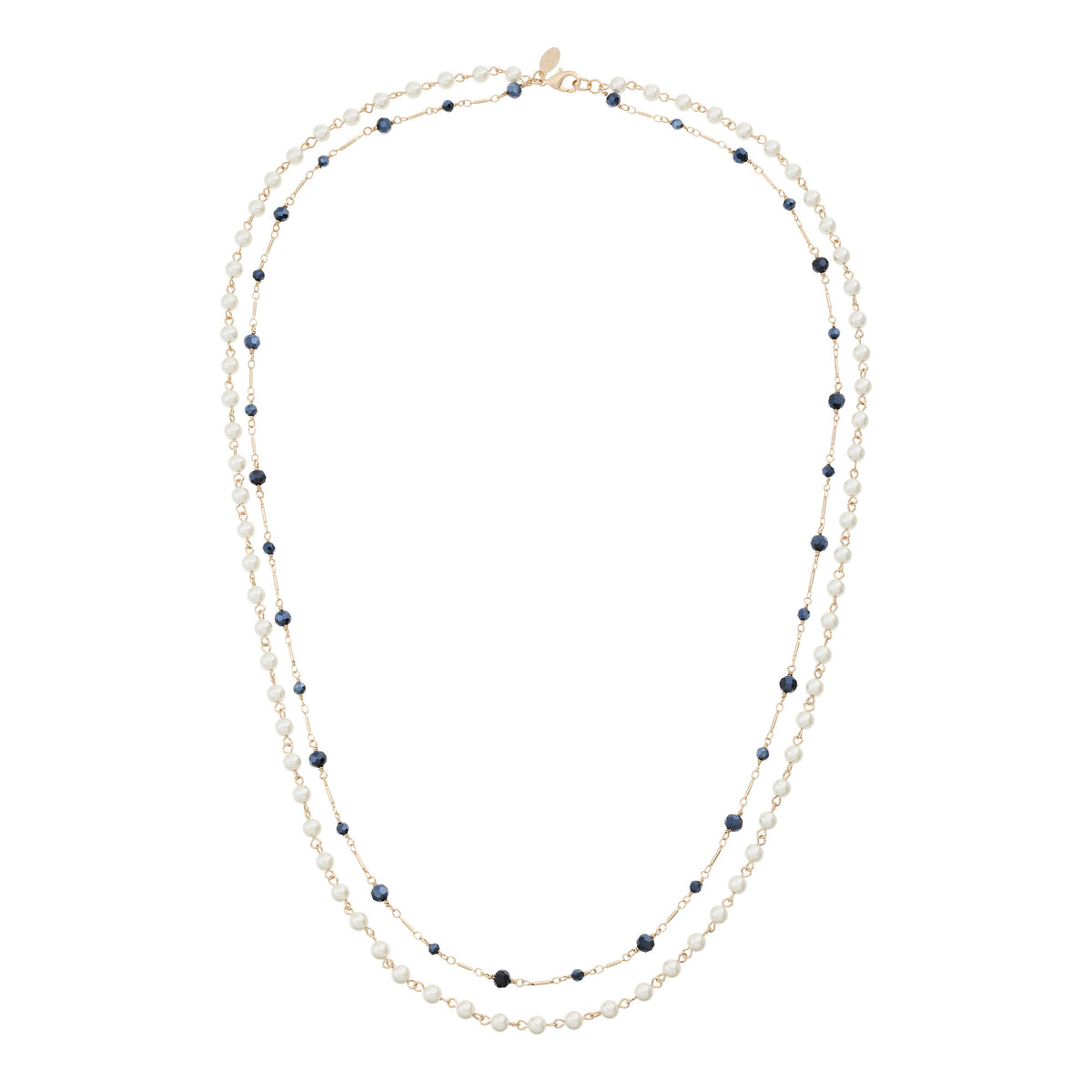 Glass Pearl & Hematite Double Strand Necklace