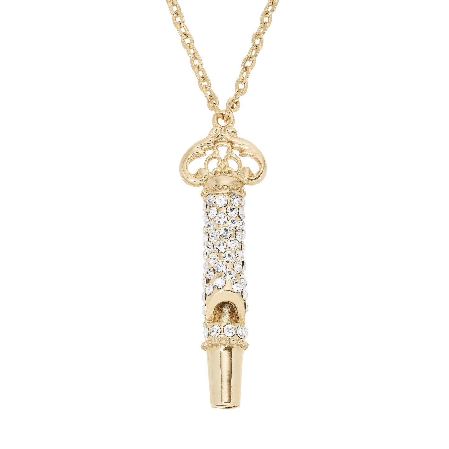 Gold Whistle Necklace with Crystals - OLIVIA RIEGEL®