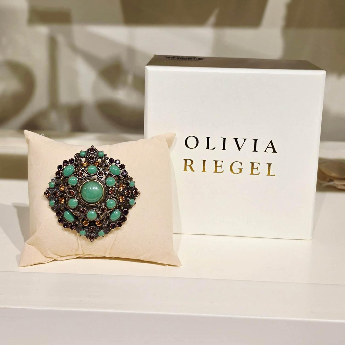 Bronze Brooch with white gift box.
