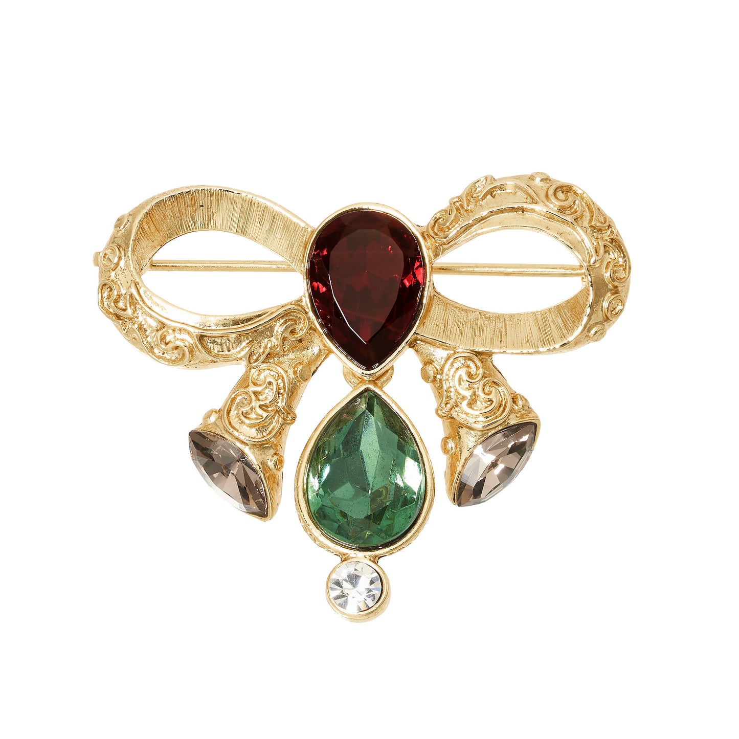 Gold Bow Brooch with Crystals - OLIVIA RIEGEL®