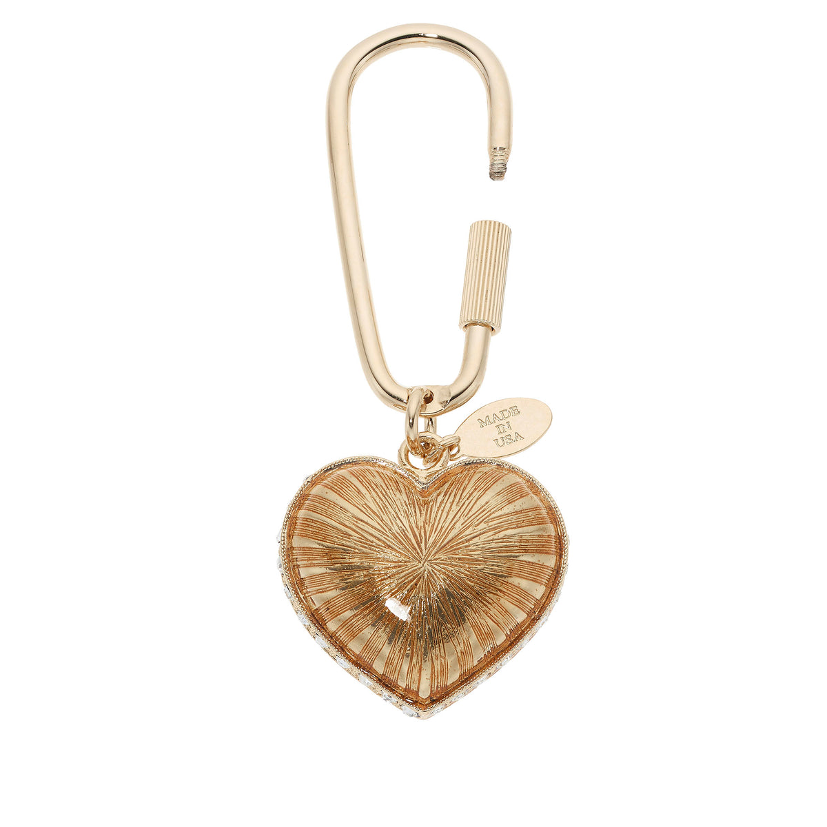 Gold textured back of  Enamel Heart Keychain