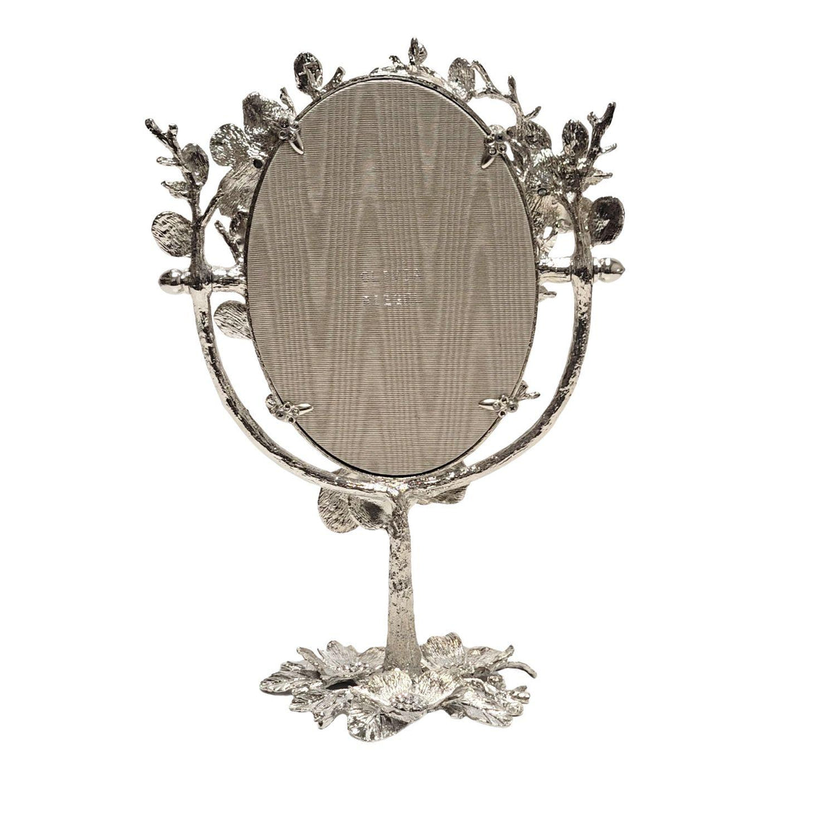 Gray silk back of Silver Botanica Mirror