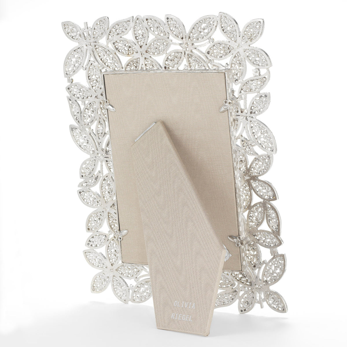 Gray silk back of Crystal Stella Frame.