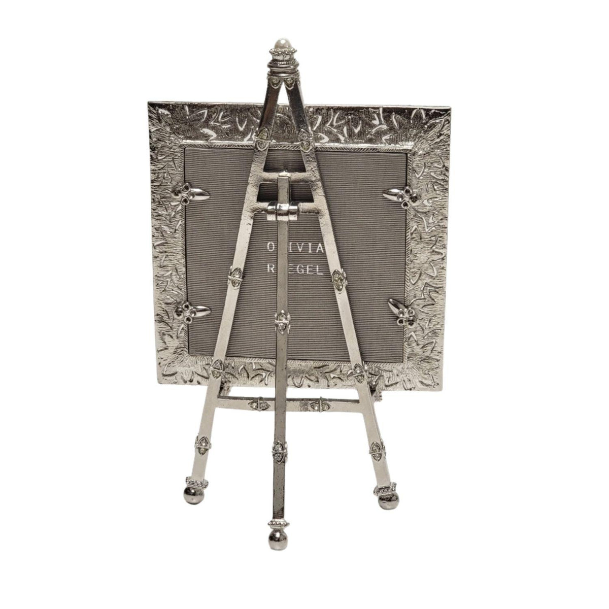 Gray silk back of Silver Windsor 4 by 4 Frame 