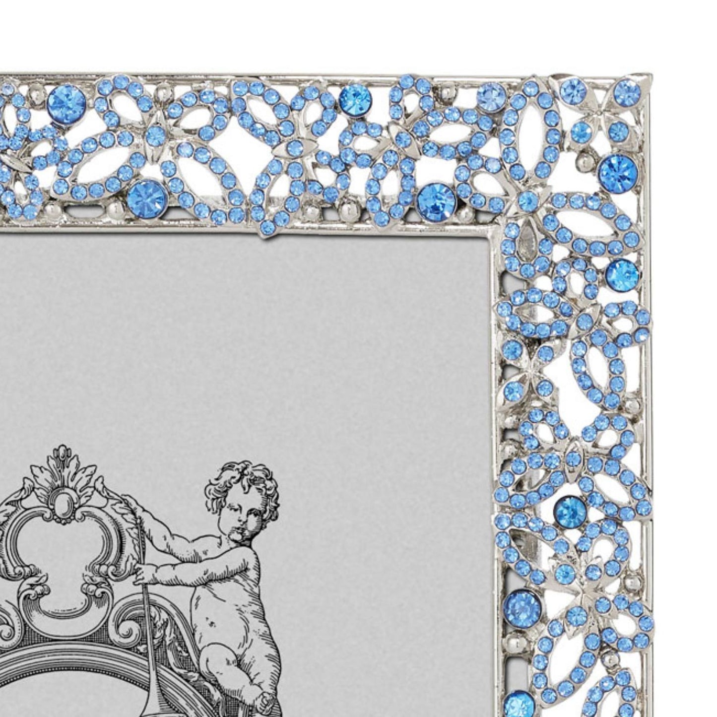 Silver Papillon with Lt Sapphire Crystals 5" x 7" Picture Frame - OLIVIA RIEGEL®