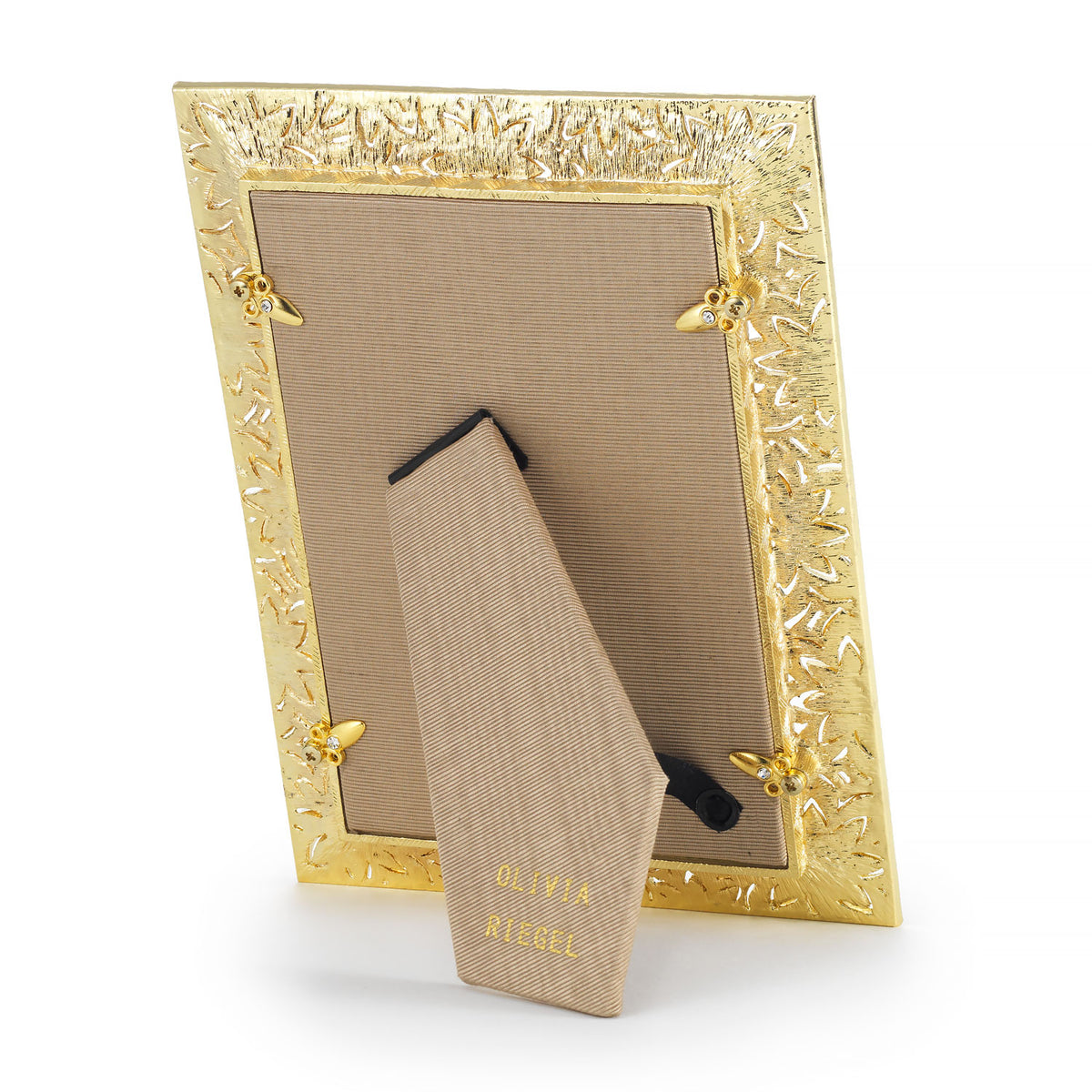 Tan silk back of Gold Windsor Frame