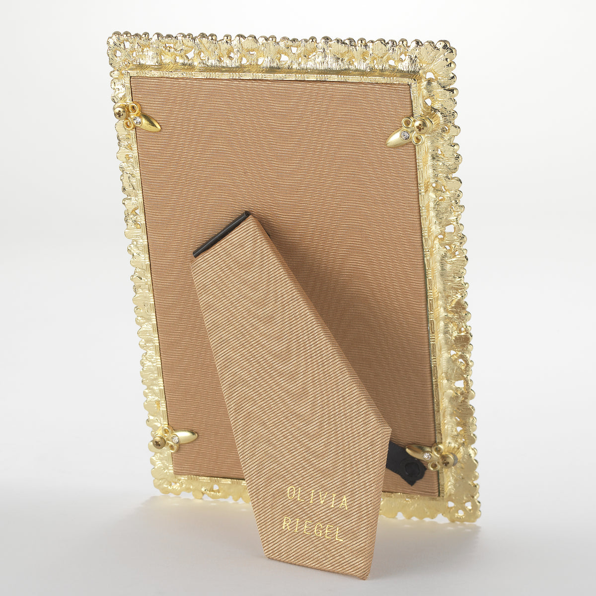 Tan silk back of Gold Evie Frame