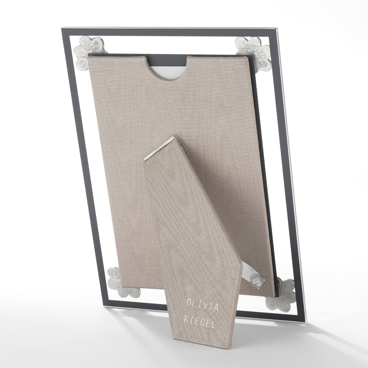 Gray silk back of Paw Print Frame with upper slot for photo insertion.