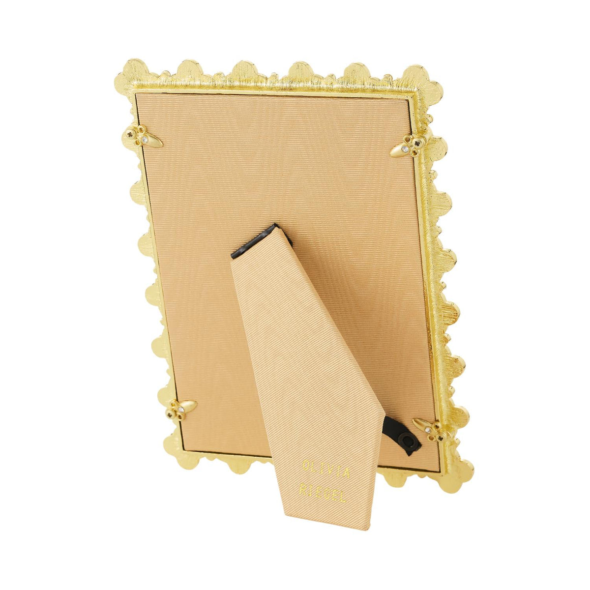Tan silk back of Celadon Clover frame