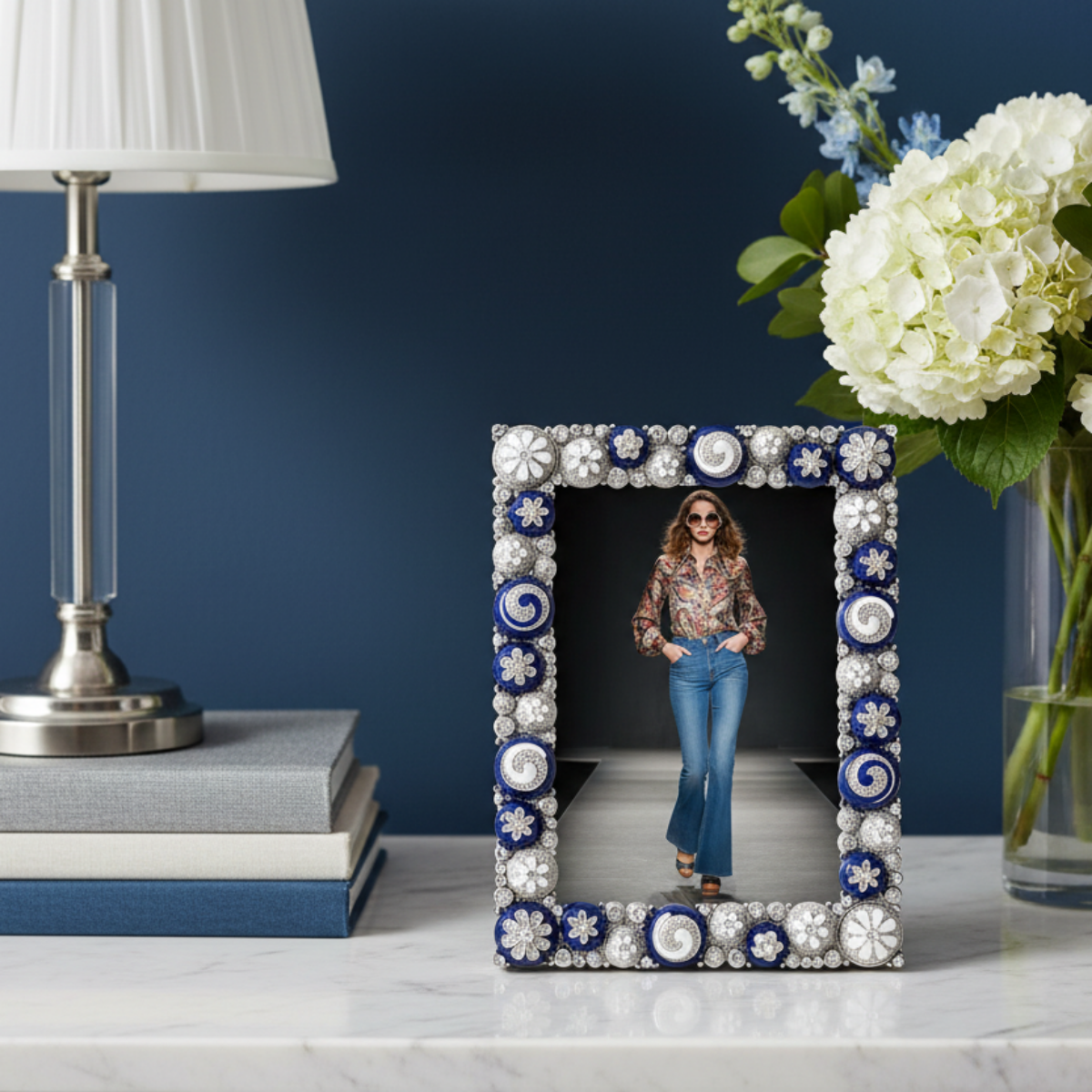 Blue & White Charisma 5" x 7" Picture Frame - OLIVIA RIEGEL®