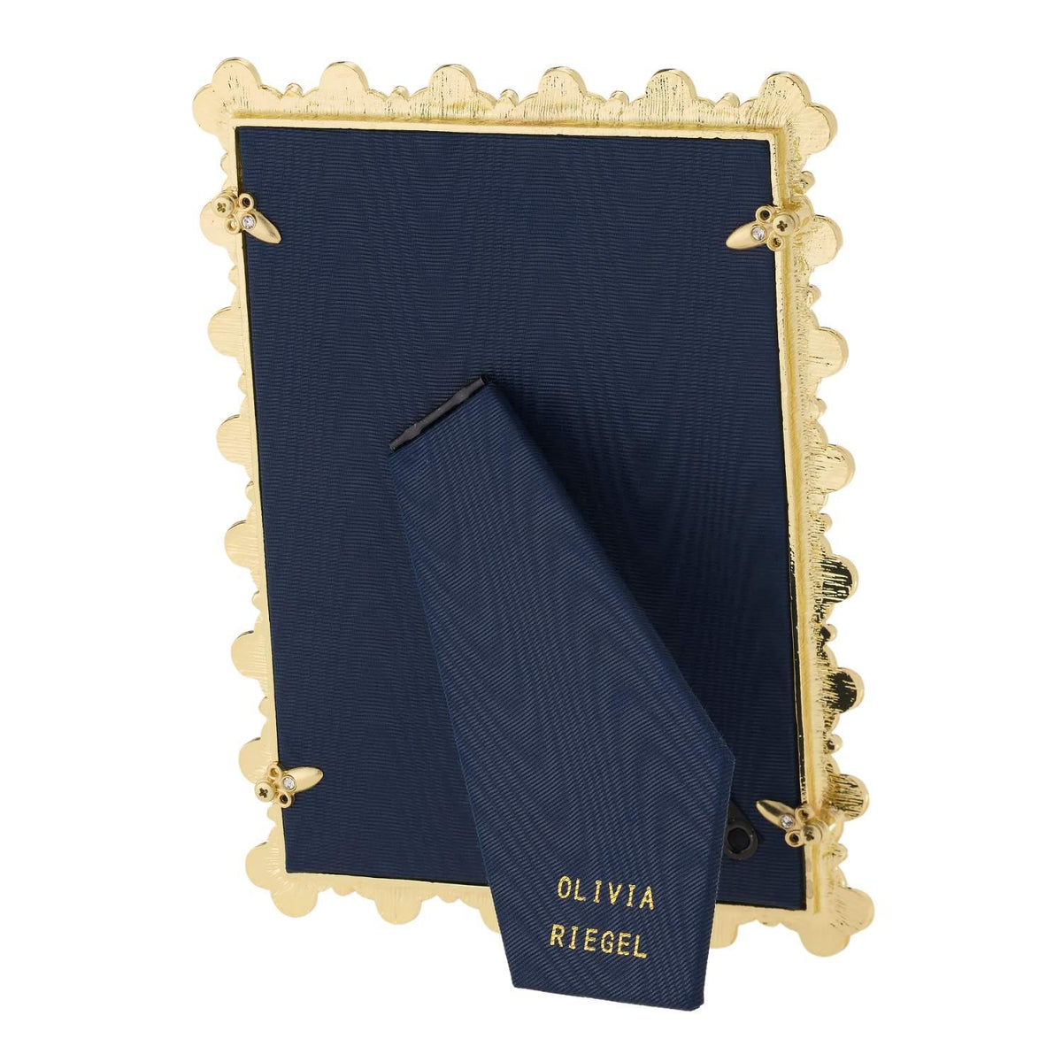 Navy blue back of Light Blue Enamel Clover Frame.