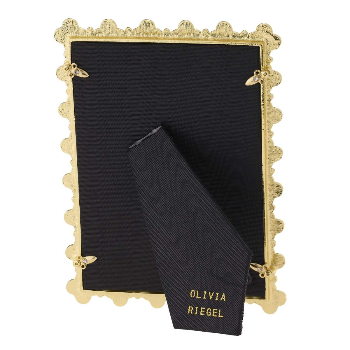 Black silk back of Black Enamel Clover Frame