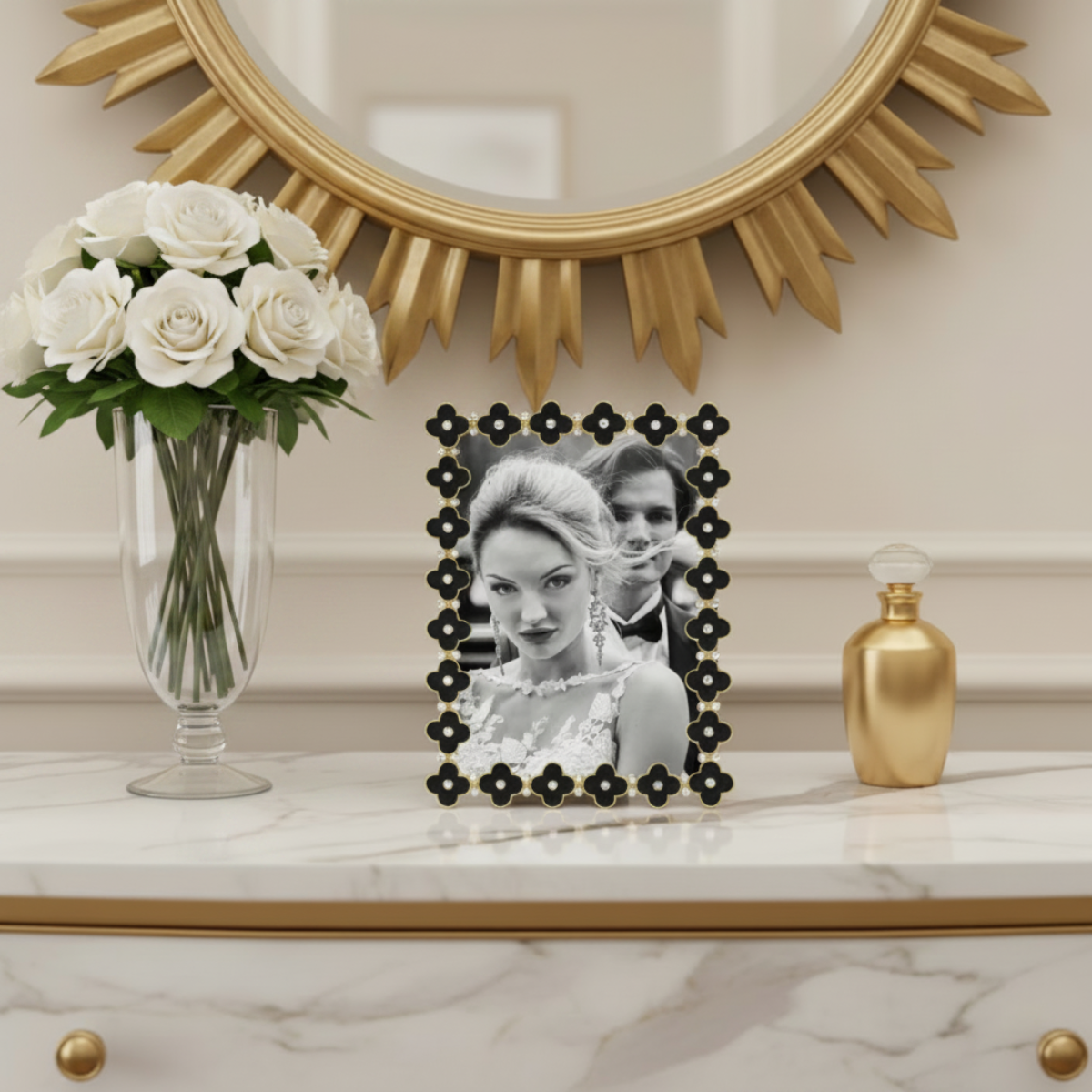 Gold Black Enamel Clover Picture Frame - OLIVIA RIEGEL®