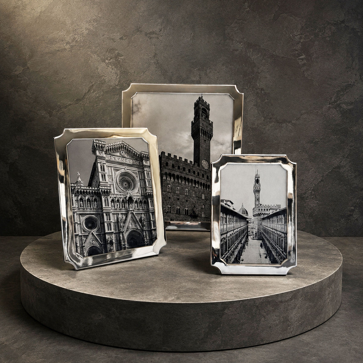 3 Sterling Regency Frames with black-and-white city landmark prints.