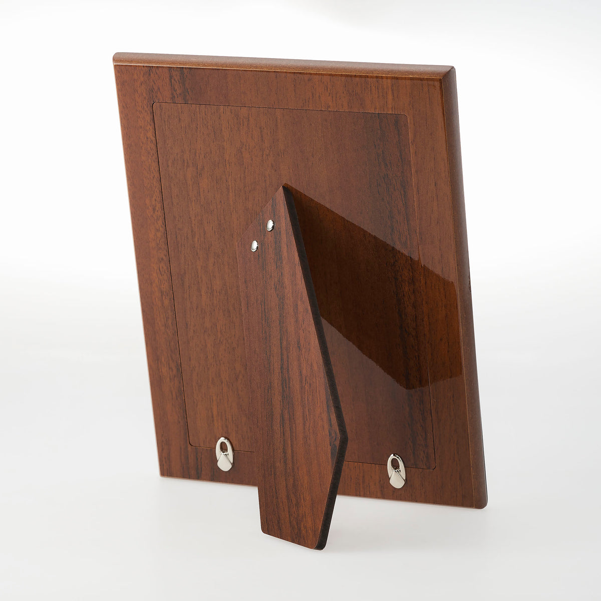 Medium brown wood back of Sterling Prism Frame