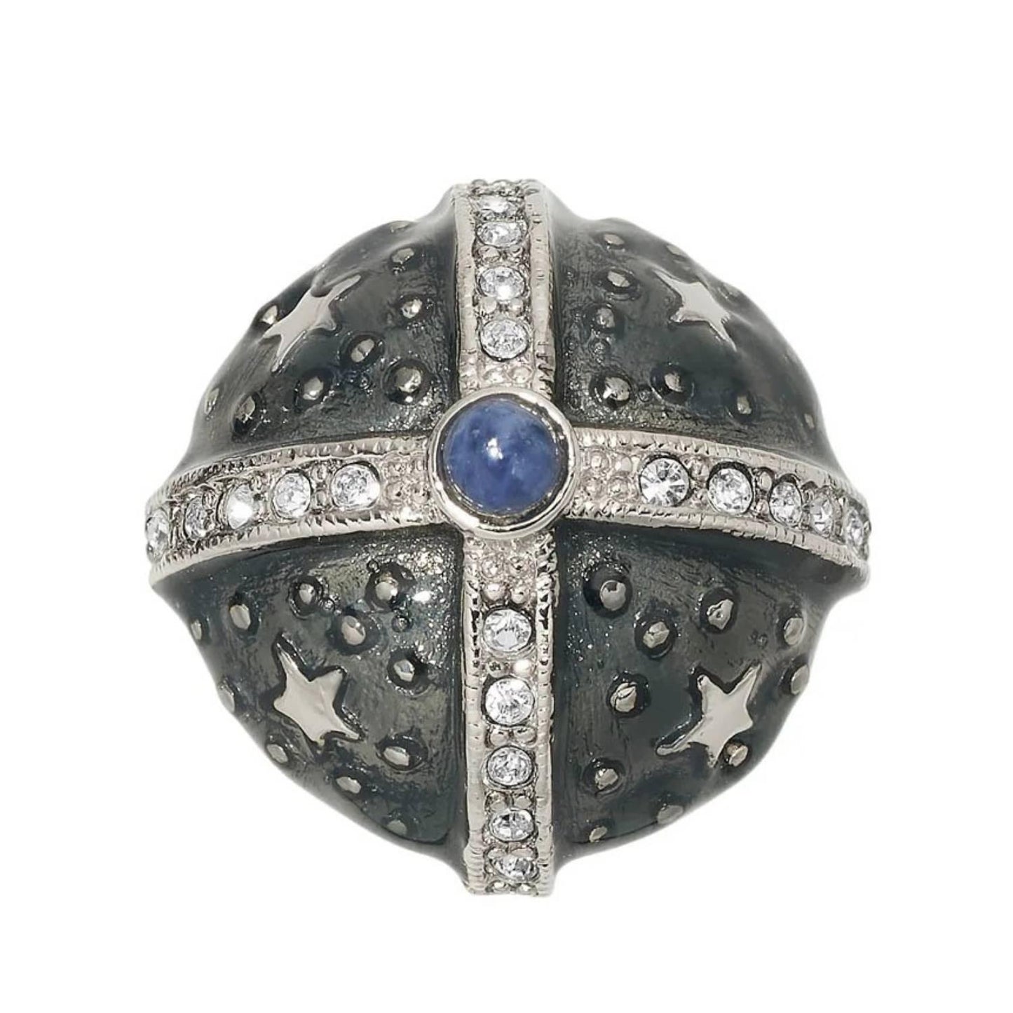 Silver Gray Enamel Round Clip Earrings - OLIVIA RIEGEL®