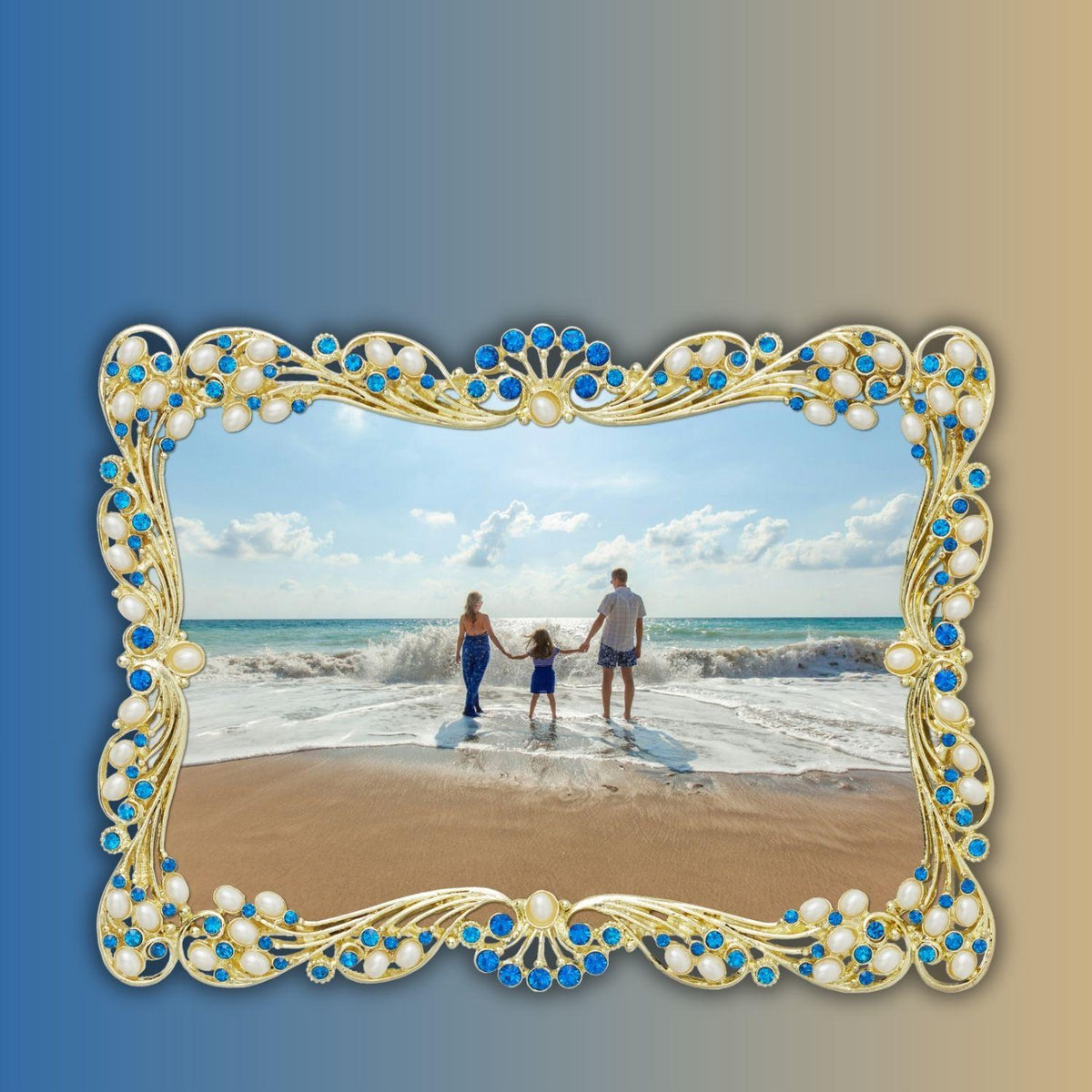 Audrey Capri Frame with photo of family on beach with waves