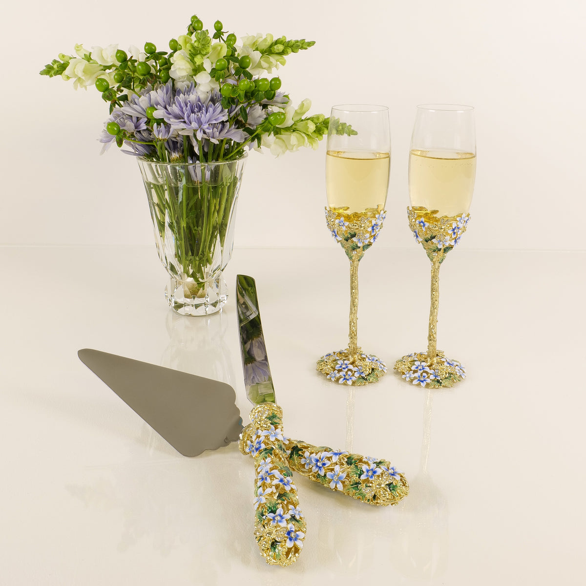 Daphne Dessert Serving Set with matching Daphne Flutes