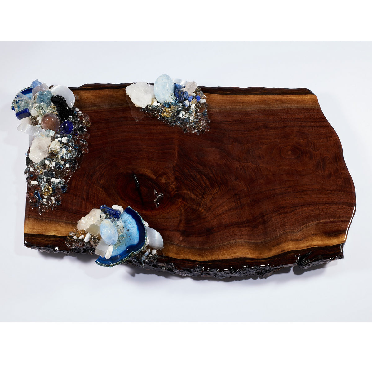 XL Azure Charcuterie Board with 3 clusters of stones