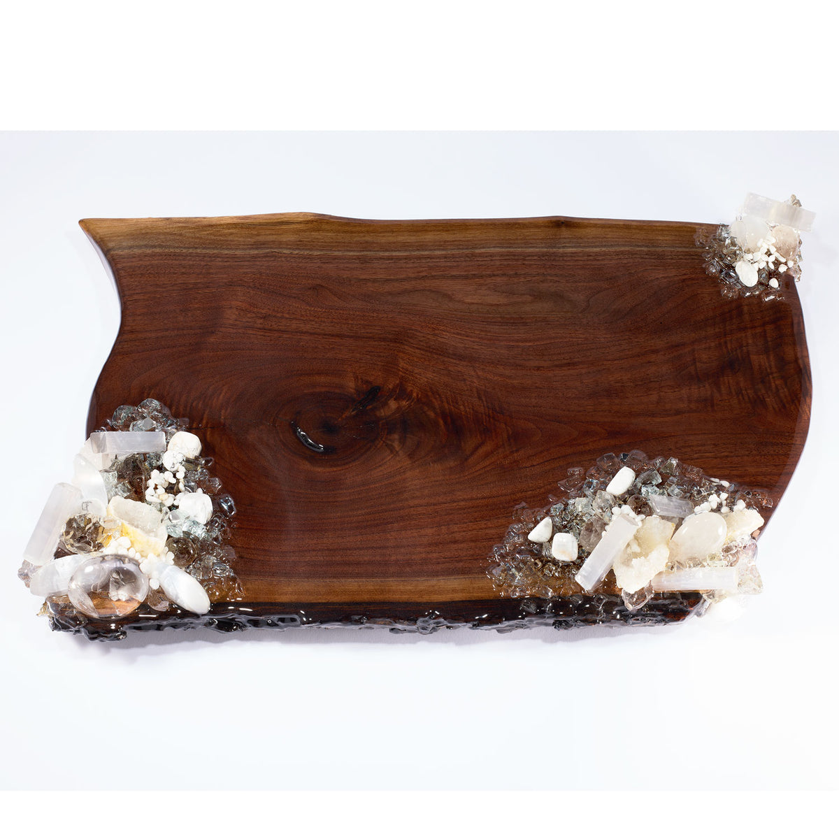Extra Large Krystallos Charcuturie Board with 3 clusters of stones.