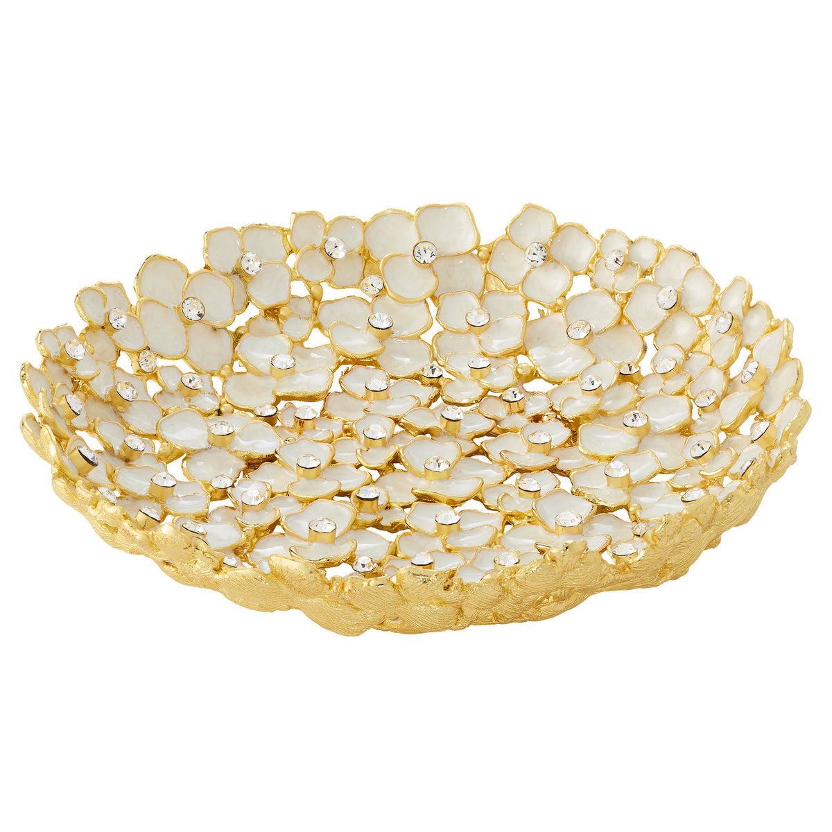 Dogwood Catchall Bowl with ivory floral pattern.