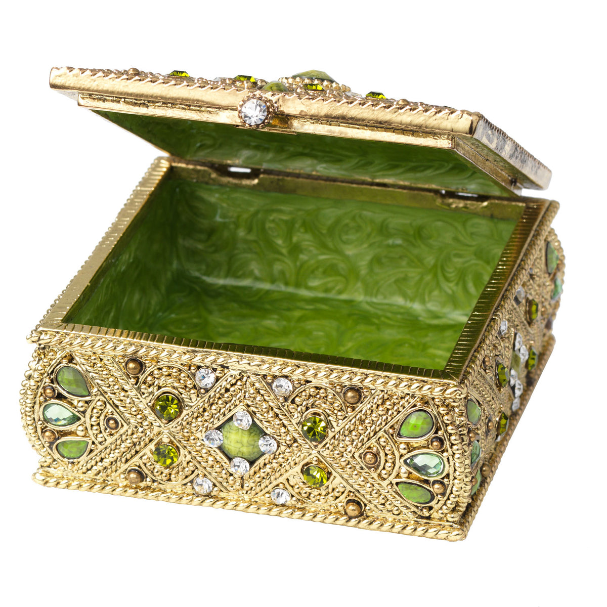 Open Maureen Box with green interior
