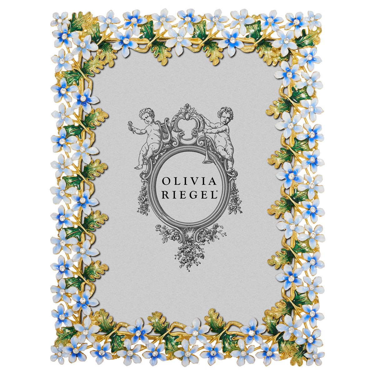 Daphne 5 by 7 Frame accented with tiny blue and green floral pattern.