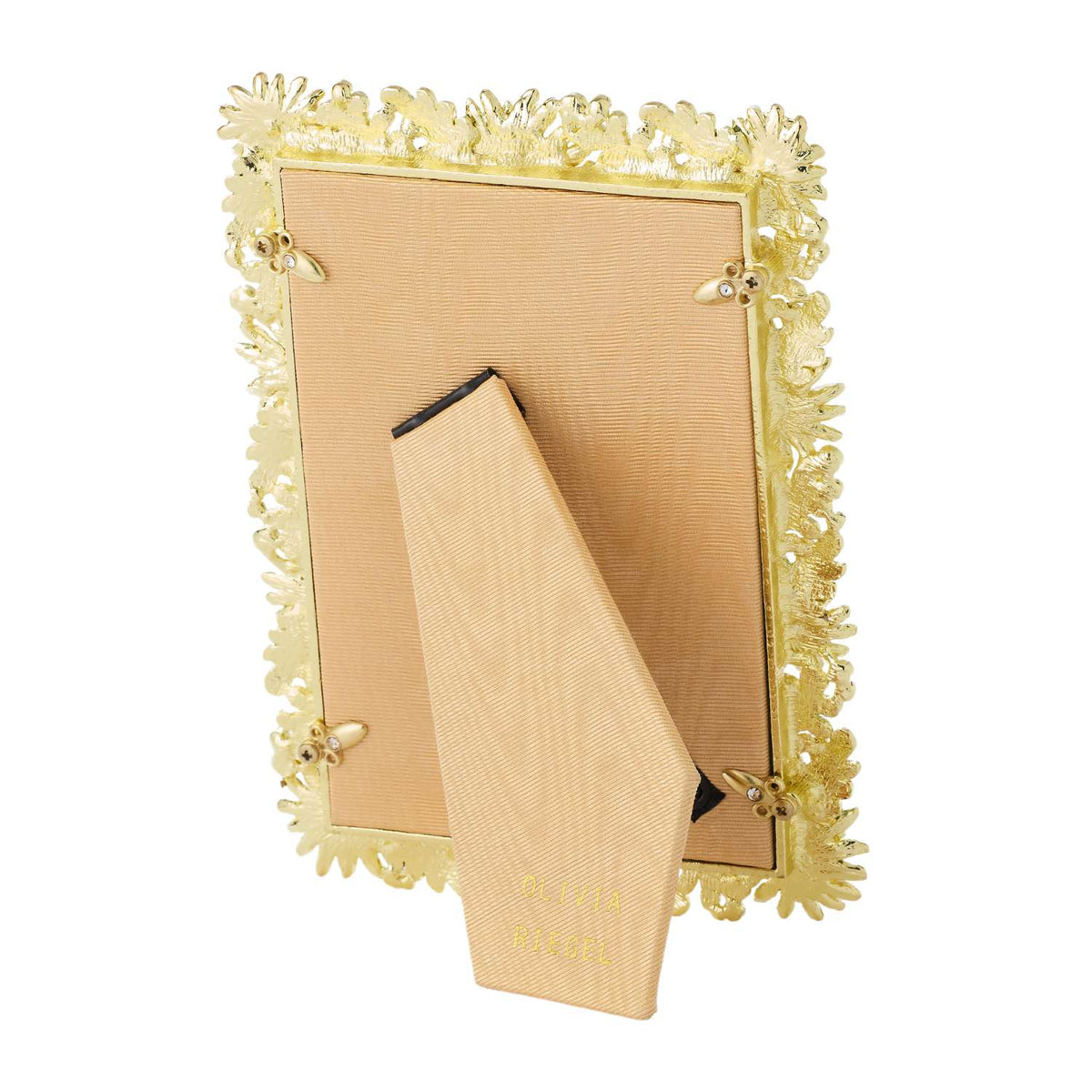 Tan silk back of Floret Frame.