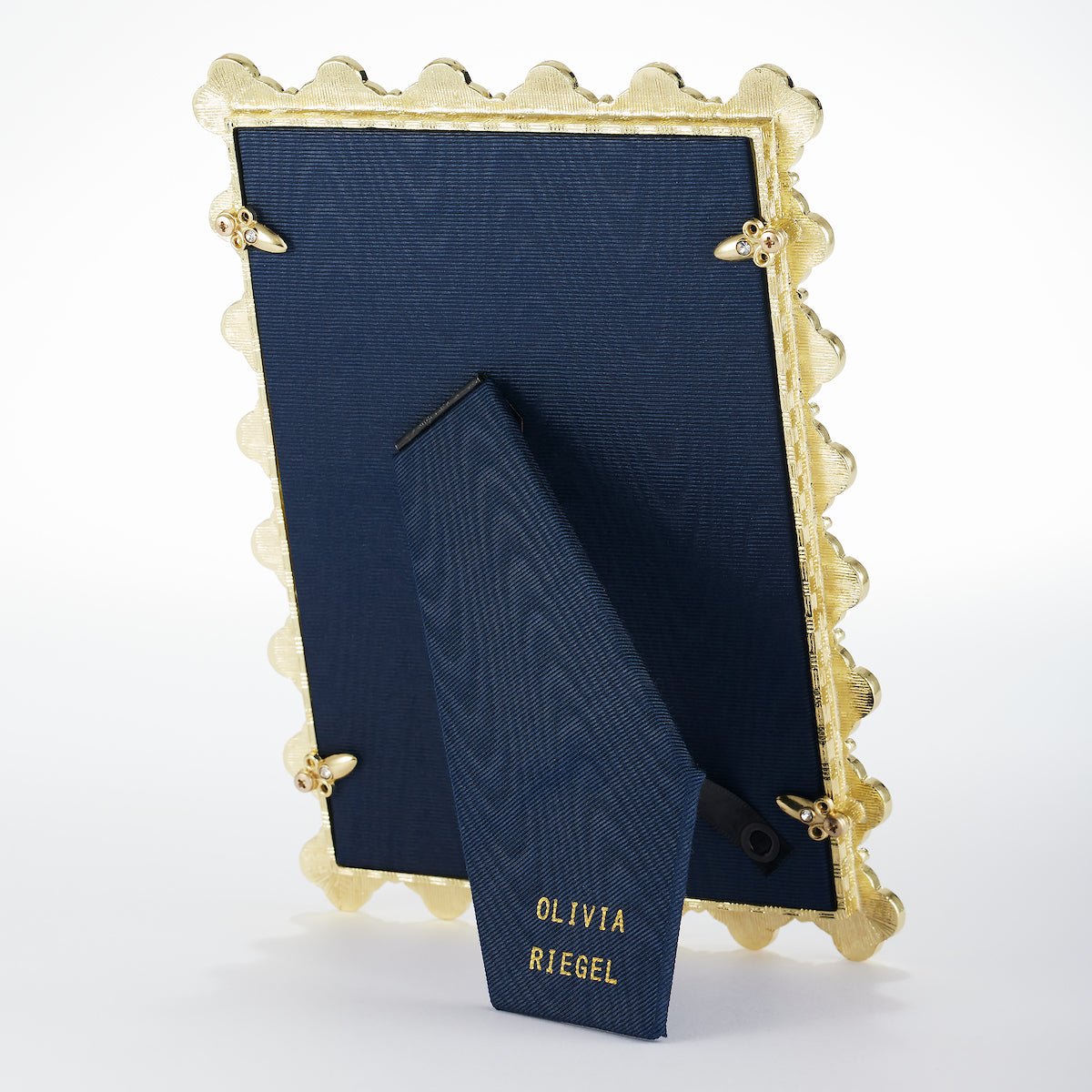 Navy Blue Silk Back of Clover Capri Frame