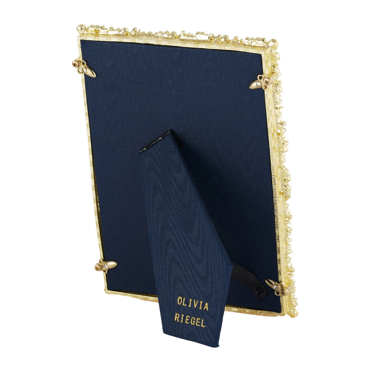 Navy blue silk back of Gold Princess Frame.