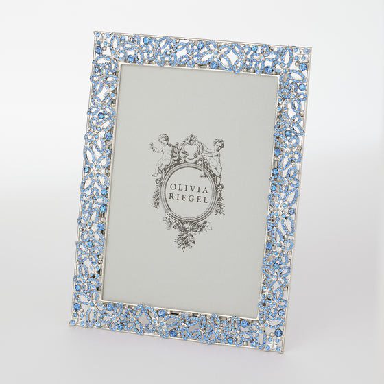 Silver Papillon with Lt Sapphire Crystals 5" x 7" Frame - OLIVIA RIEGEL®