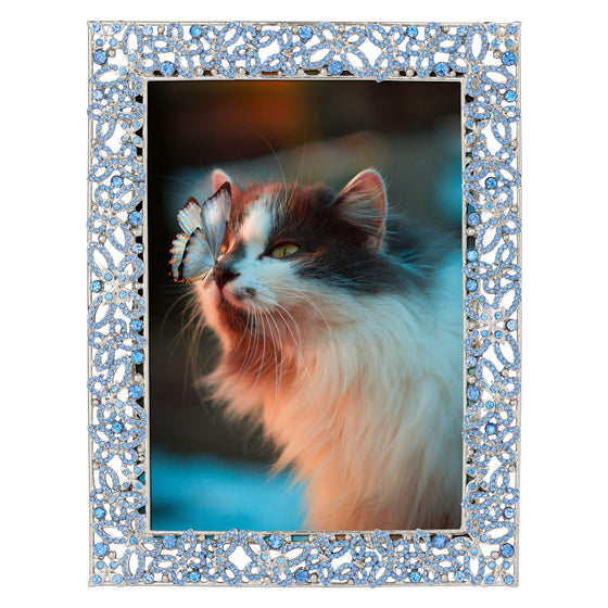 Silver Papillon with Lt Sapphire Crystals 5" x 7" Frame - OLIVIA RIEGEL®