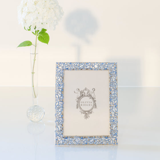 Silver Papillon with Lt Sapphire Crystals 5" x 7" Frame - OLIVIA RIEGEL®